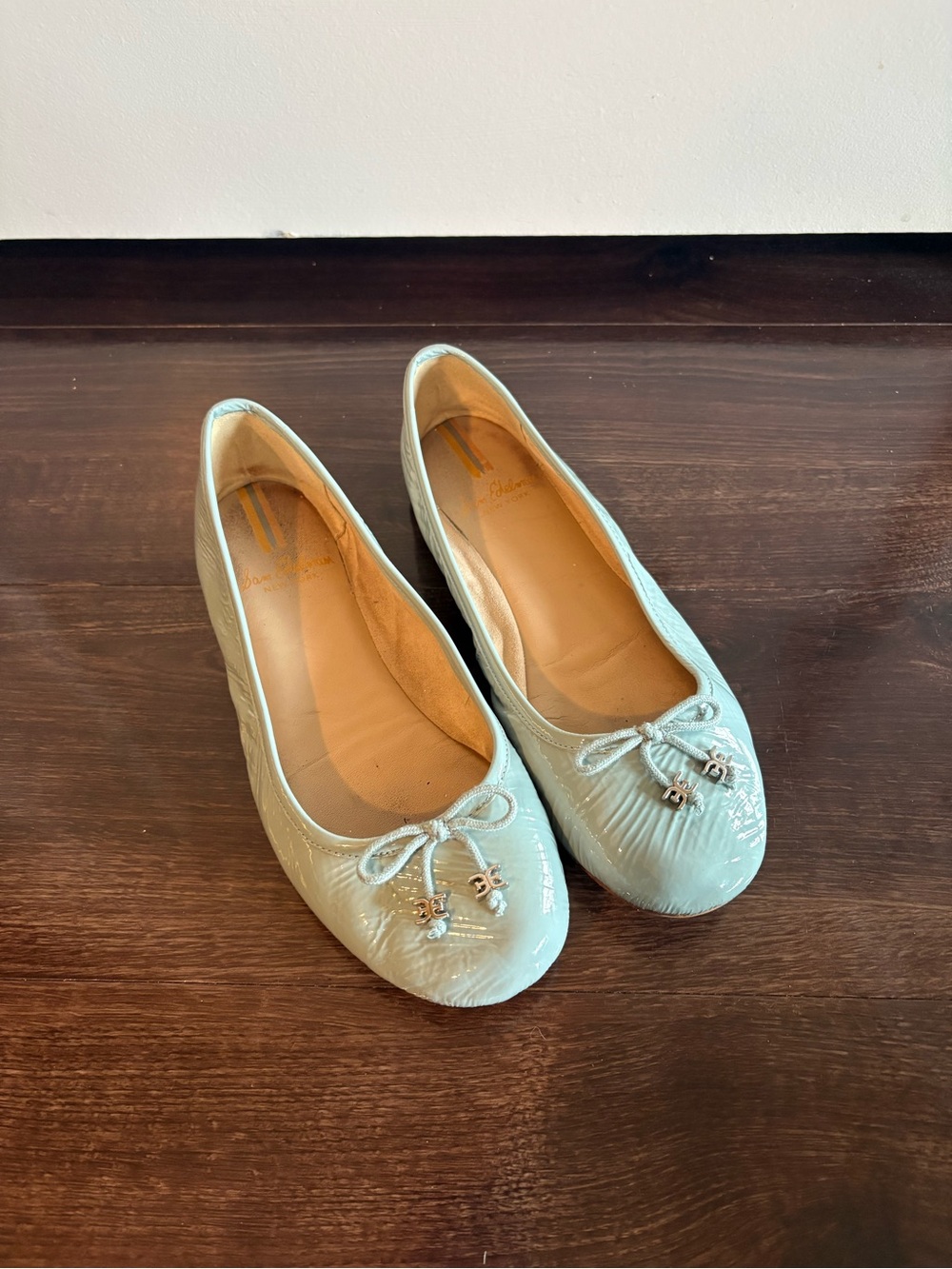 Sam Edelman Patent Leather Baby Blue Flats with Bow
